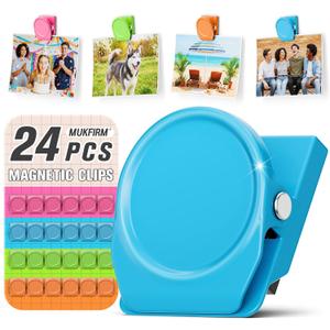 24 Pack Magnetic Clip Heavy Duty, Cute Magnetic Clips for Whiteboard, Refrigerator Magnets, Fridge Magnets for Pictures, Strong Magnet Clips for Classroom, Cruise Cabins, Locker, Office