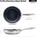 BRASA Nonstick Frying Pan 11.02-inch,Tri-Ply Stainless Steel Skillet,Honeycomb Ceramic Coating, Induction & All Cooktop Compatible,Dishwasher safe (PFOS, PFOA Free) 11.02 in