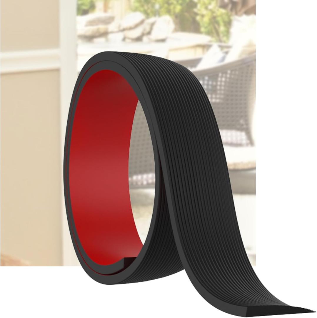 0.4" Rise Threshold Ramp for Doorways, Self-Adhesive Rubber Ramp for Door Threshold, 3.3Ft Long, Ideal for Wheelchair Scooter Doorway Floor Tile Threshold Transition Strip Reducer (Black, 3.3Ft)