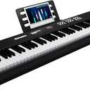 Weighted Piano 88-Key Digital Piano,Full-size Electric Piano Keyboard with Hammer Action,Sustain Pedal,MP3 Function dual 15W speaker,Supports USB-MIDI/Wireless Connect (Black, Full)