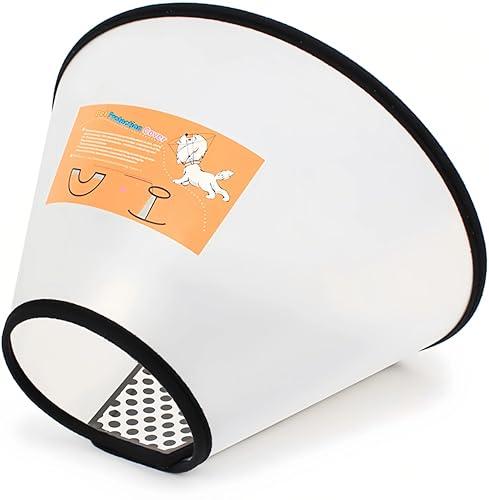 2Pcs Adjustable Dog Recovery Cone, Plastic E-Collar for Cats and Dogs After Surgery, Elizabethan Collar to Prevent Licking and Biting Wounds, for Large Medium Small Pets (White, L)