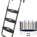 HBTower Trampoline Ladder, 3-Step Trampoline Steps with Horizontal Wide Steps, Skid-Proof Steps Universal Hook, UV Treated Steel, 220Lbs Capacity Trampoline Stairs Accessories for Kids/Children