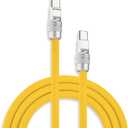 chubbycable Chubby 2.0 USB C 240W Fast Charging Cable Silicone Soft Durable USB C Cable Extra Thick Charger Cord Compatible with iPhone 17-15 Series iPad, Yellow, Type-C to Type-C, 6.6FT