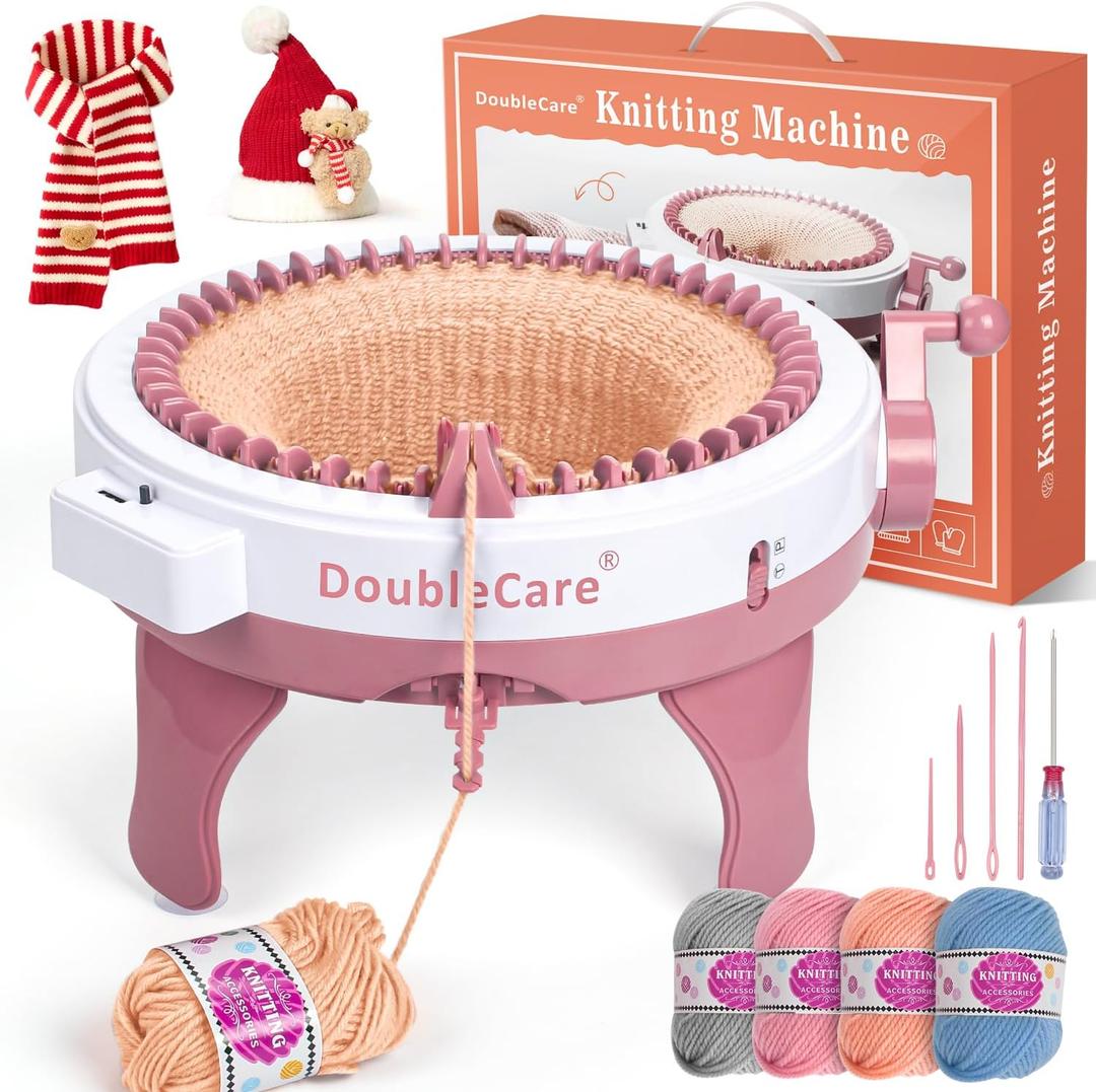Knitting Machine 48 Needles,Smart Loom Knitting Machine with Row Counter,Knitting Board Rotating Double Knit Loom Machine for  Gift,DIY Knit Scarf Hat Sock(with Wool)