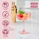 Plastic Martini Glasses 10oz, Detachable Ribbed Coupe Glasses with Gold Rim, Disposable & Reusable, Unbreakable BPA-free Vintage Cocktail Cups, Champagne Coupe for Party Wedding (Pink, 24pcs)