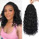 Goddess Box Braids Crochet Hair for Women 12 Inch Pre-looped Boho Crochet Box Braids with Curly Ends 7 Packs Bohemian Synthetic Box Braids Hair Extensions(1b)
