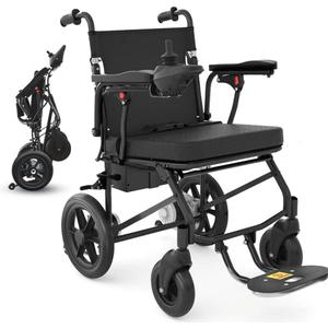 Lightweight Foldable Electric Wheelchair, Motorized Wheelchair for Adults, 500W Motor, Airplane Approved, Black