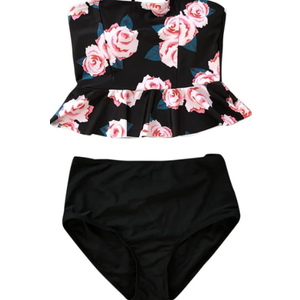 2025 Women Bikini Set Underwear Ladies Summer Swimsuit 2 Pcs Black, Medium