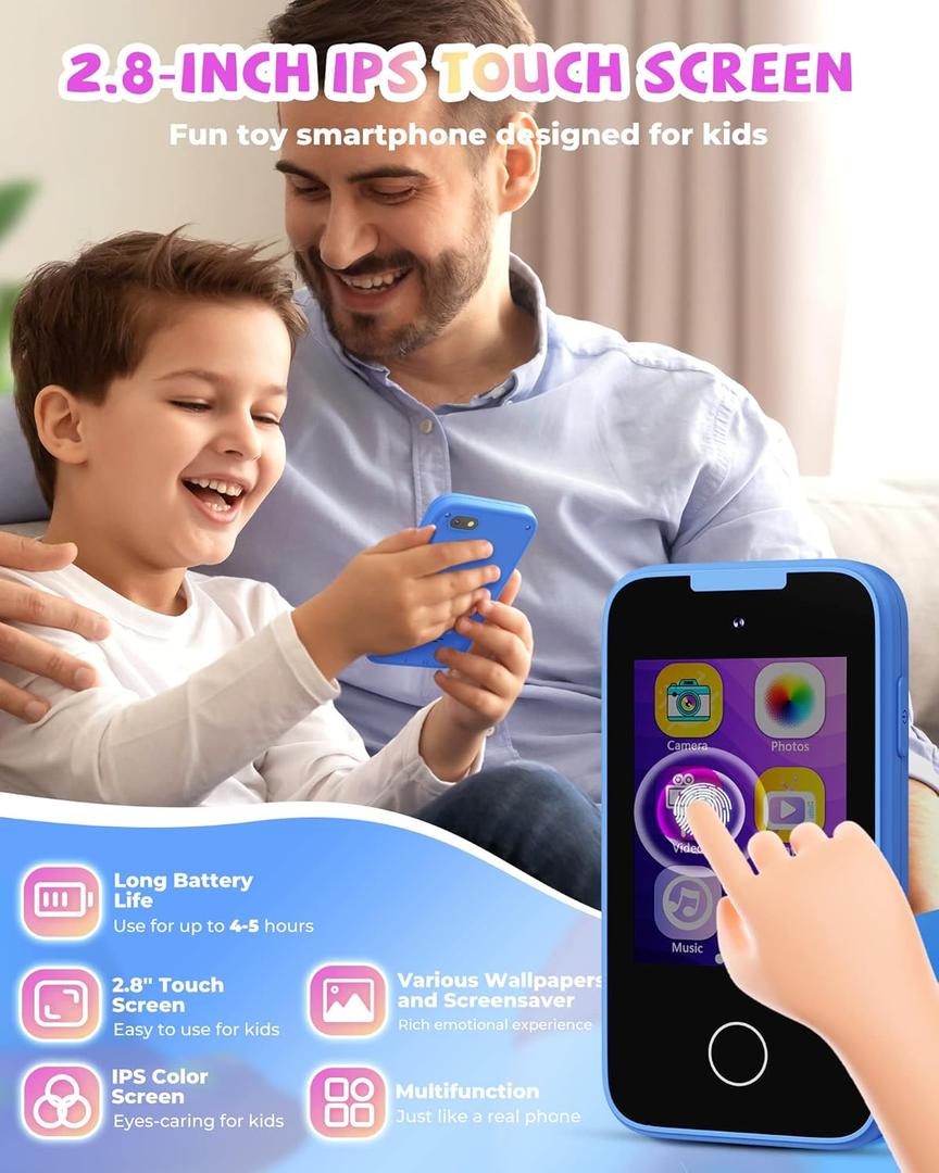 Kids Toy Smartphone, Gifts and Toys for Girls Boys Ages 3-8 Years Old, Dual Camera