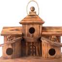 COLEBA Bird Houses for Outside,Outdoor 5 Hole Bird House Room for 5 Bird Families Bluebird Finch Cardinals Hanging Birdhouse for Garden