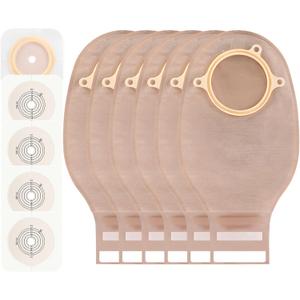 30PCS Colostomy Bags, Two-Piece Ostomy Supplies 2 Piece Ostomy Bags Colostomy Supplies Flat Drainable Pouches for Ileostomy & Stoma Care Cut-to-Fit 15-57mm (20pcs Bags+10pcs wafers)