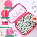 Empty Mahjong Tile Bag American PVC Clear Mahjong Case Size 166 Waterproof Zippered Storage Tile Holder Rack Bag for Game Lover Gift Travel, Case Only (Hot Pink,Mahj)
