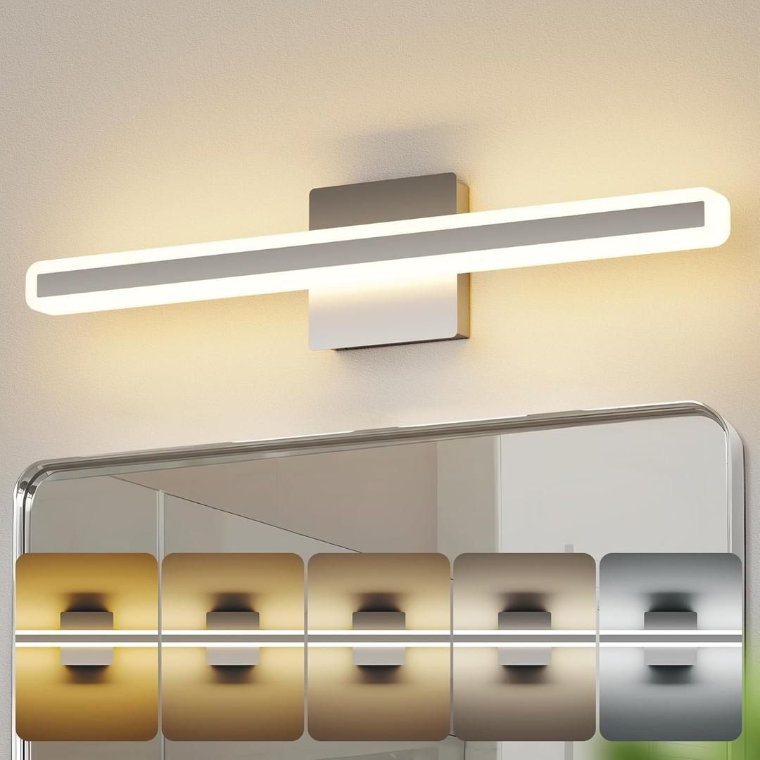 24 inch LED Vanity Lights Brushed Nickel Bathroom Light Fixture Bathroom Vanity Lights Over Mirror Vanity Lighting Fixtures 5 Color Temperature Dimmable Led Light Bar 5CCT