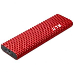 External Hard Drive, Ultra Slim External HDD Store Portable External Hard Drive Compatible with PC, MAC, Laptop Red, 2TB