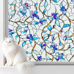 SOMWISE Frosted Glass Window Film, Heat Insulation, UV Block, Anti-Glare, One Way Privacy Tint, Static Cling for Home Bathroom Door, Renter Friendly, Day & Night Privacy 35*157