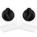 2 Pcs Flexible Silicone Ear Model Reused Soft Mold for Earrings Jewelry Display Rubber Ear for Piercing Practice with Acrylic Stand (Black, Classic Ear Style)