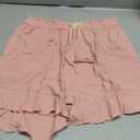 Womens Linen Shorts Wide Leg High Waisted Ruffle Draswtring Summer Beach Flowy Shorts with Pockets (X-Large, Black)