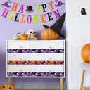 Fuutreo 68.9 ft Halloween Bulletin Board Border Decoration Happy Halloween Banner Pumpkin Ghost Skeleton Bat Wavy Curled Trim Bulletin Board Stickers for School Classroom Home Office Wall Party Decor