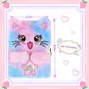 Colorful Cat Diary for Girls Kids Notebook Cute Journal with Lock,Girls Fluffy Plush Diary,Birthday,Christmas,New Year Gift Set for Girls with Multicolored Pen