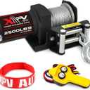 XPV AUTO 2500lbs Electric Winch 12V Waterproof Steel Cable with Wired Remote Control & Mounting Plate ATV UTV Towing Trailer Winch Off-Road (Black)