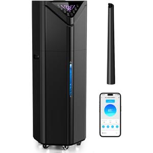 5Gal Humidifiers for Bedroom Large Room up to 2800ft, APP/Remote Control, 60H Supersized Cool Mist Humidifier with Auto 180Mist Tube, 24H Timer, Top Fill Humidifiers for Home Office Plants (Black)