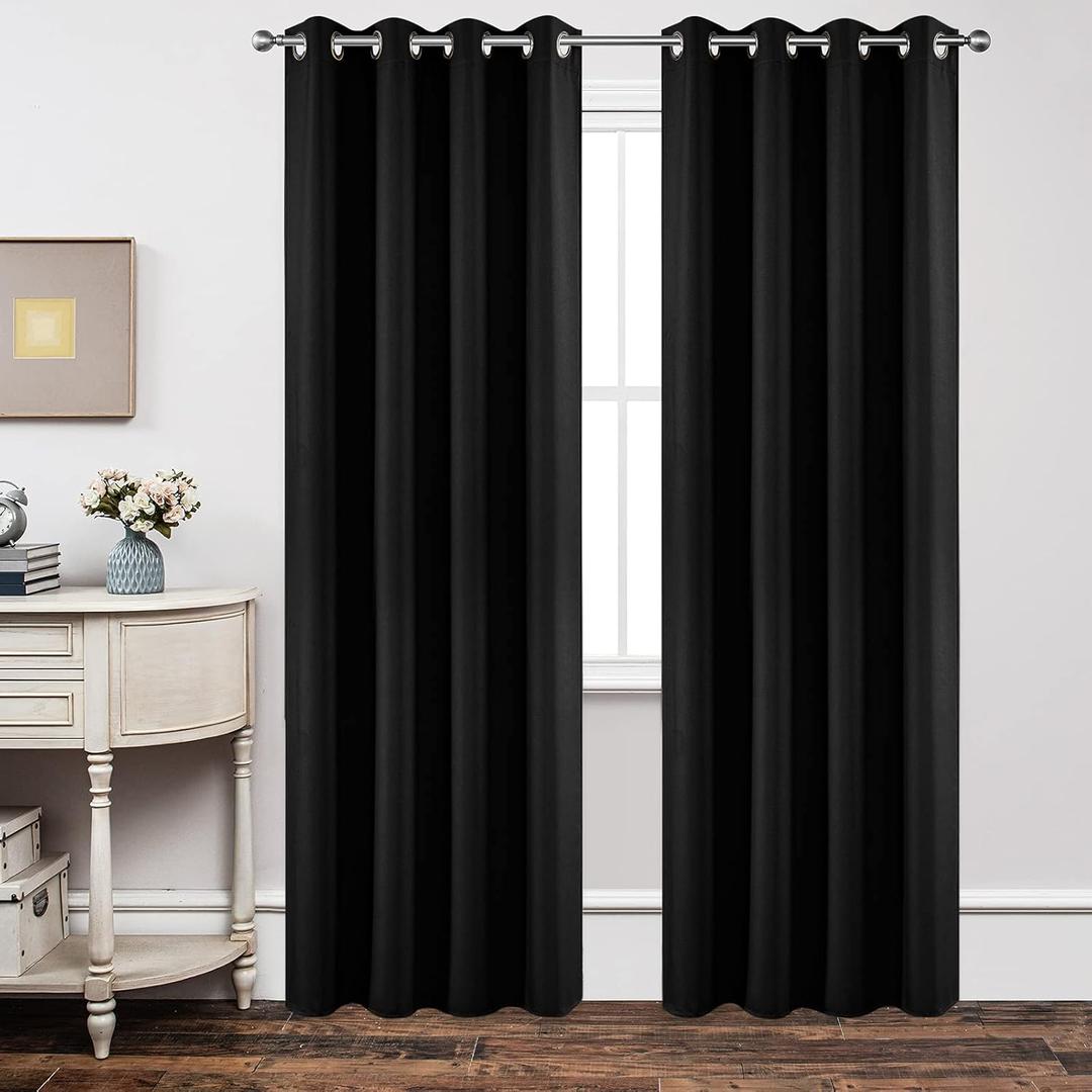 Joydeco 84 Inch Blackout Curtains for Bedroom - Thermal Insulated Room Darkening Light Blocking Curtains with Grommets, Noise Reducing & Wrinkle-Free Drapes for Living Room Windows, 2 Panels