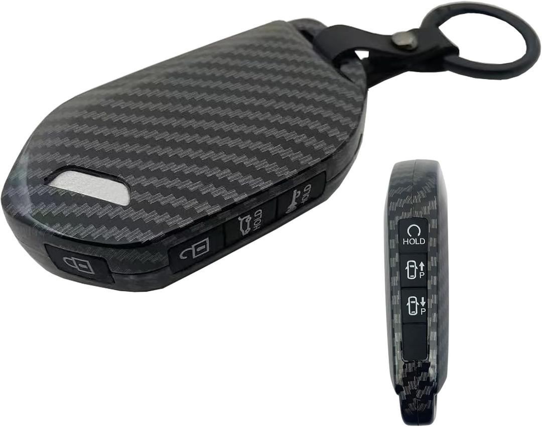 Key Fob Cover Case for Kia GT Line Telluride EV9 Picanto Sorento MQ4 Sportage Carens Morning Carnival KX3 Seltos KX5 K5 Keyless Entry Remote Case Holder ABS Carbon Fiber Pattern (7 Button)