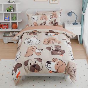 Dog Kids Bedding Set for Girls Boys, Ultra Soft Microfiber Comforter Set Twin Size 3-Pieces, Dogs Comforters Bed Sets for Kid Tween Teen Bedroom Decor (Twin (3-Piece Set))