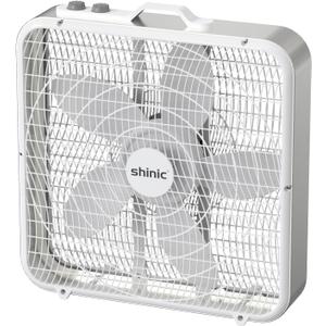Shinic 20 Box Fan with Thermostat for Bedroom, 3-Speed Portable Floor Fan with Carry Handle, Powerful Airflow, 5 Blades, Window Fan and Cooling Fan for Home, Office, Garage, Basement, White