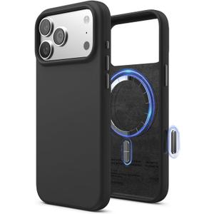 elago for iPhone 17 Pro Max Case, Premium Magnetic Silicone Case, Compatible with MagSafe, Liquid Silicone Material, Protective Cover, Shockproof, Slim Phone, 6.9 inch (Black)