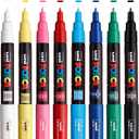 uni POSCA PC-1M Water-Based Paint Markers, Extra Fine Tip (0.7mm), Assorted Colors, 8 Pack