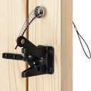 Self Locking Gate Latch with Spring Cable Pull for Wooden Fence Heavy Duty, Gravity Lever Fence Gate Latches for Outdoor Secure Pool Garden Shed, Black Finish, 2 Pack