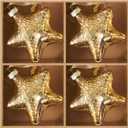 DN DECONATION Mercury Glass Star Ornaments Assorted, Christmas Ball Ornaments, Hanging Christmas Tree Decorations for Xmas Tree Winter Holiday Home Wedding Party (Gold, 4Pcs)