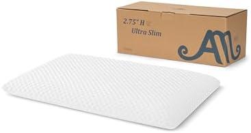 AM AEROMAX 2.75 Inches Standard Size Hyper Slim Memory Foam Pillow for Stomach and Back Sleepers - Thin, Flat Design for Cervical Neck Alignment and Deeper Sleep.