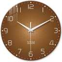 XNM Round Glass Brown Wall Clock Battery Operated 20 Inch