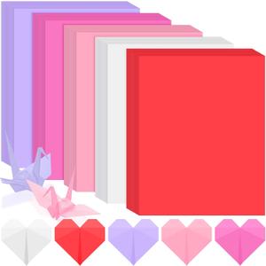 Cholemy 125 Sheets Valentines Day Cardstock, 8.3 x 11.7 Inch 5 Colored Cardstock Bulk Red Pink White Purple Scrapbook Paper for Gift Scrapbook Card Making Printer School DIY Crafts