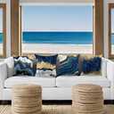 Blue Throw Pillow Covers 18x18inch, Set of 4 Decorative Soft Accent Pillows Covers, Blue and Gold Square Cushion Covers for Living Room Decor Sofa Couch Pillow Cases