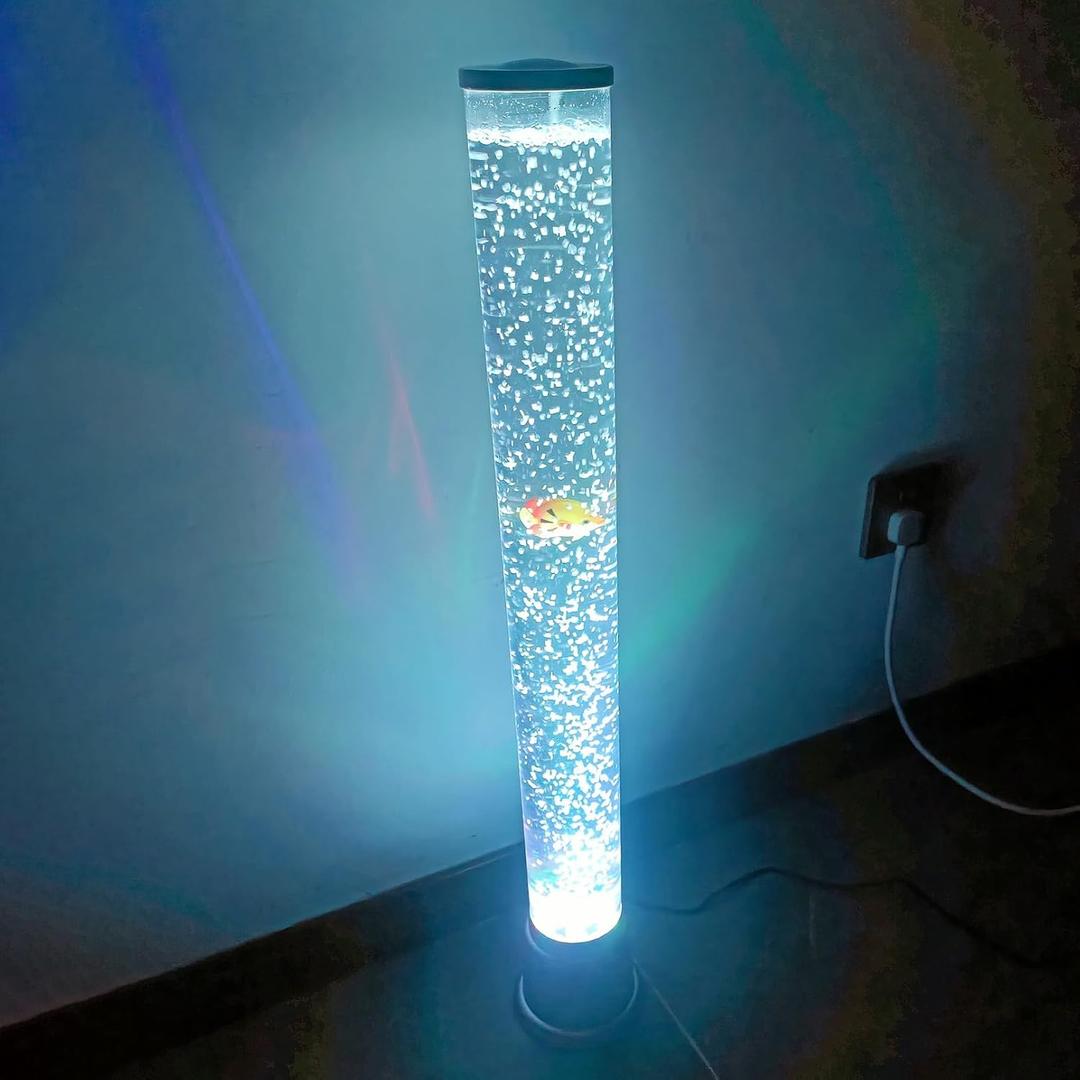 30.7" Bubble Fish Lava Lamp Sensory LED Bubble Tube Light 7 Color Changing Aquarium Fish Tank Mood Lamp Gift for Kids, Adults, ADHD & Autism (78cm/2.5ft)