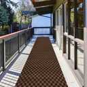 Runner Rug 2 ft x 6 ft Carpet Runners, Indoor/Outdoor Hallway Kitchen Entryway Bedroom Area Rugs with Non-Slip Rubber Backing, Garage mat, Checkered Brown, Custom
