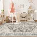 Tortania Area Rug Living Room Rugs - 9x12 Washable Boho Rug Vintage Oriental Distressed Farmhouse Large Thin Indoor Carpet for Living Room Bedroom Under Dining Table Home Office - Brown Blue