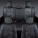 Leather Seat Covers Custom Fit for 2024-2026 Tacoma Gen 4th Double Cab - Fully Covered - Fit Like a Glove - Center Console Armrest Covers Included - Camouflage Black & Black Stitching