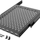 Tecmojo 1U Sliding Rack Shelf,4-Post Vented Rack Mount Shelf,21.7in Deep with Adjustable Mounting Depth 21.7-35.4in,Supports to 110lbs,for 19 Inch AV/Network Equipment Rack,Unassembled,Black