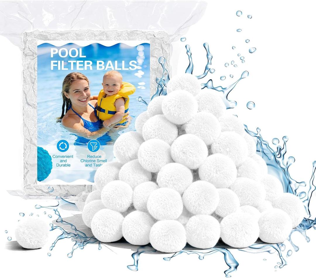 1.5 lbs Pool Filter Balls for Sand Filters, Reusable Pool Sand Filter Ball (Replaces 50 lbs of Sand), Efficient & Lightweight Pools Sand Filters Balls for Swimming Pools, Filter Pumps (White, 1.5lbs)
