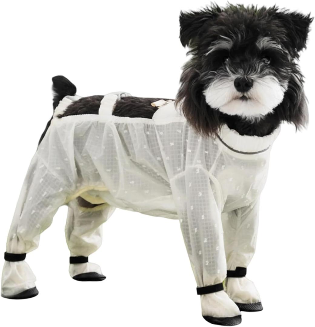 Anti Dust Pants with Shoes for Dogs, Dog Suspenders Boots, Waterproof Protective Dog Clothing, Medium Size, Jacquard Chiffon Waterproof Coated Fabric