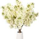 4PCS 25.6inch Lilac Artificial Flowers White Fake Delphinium Long Stem Silk Real Touch Flower Faux Lilac Floral Arrangement for Tall Vase Table Centerpieces Wedding Garden Home DecorationWhite