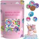 Fruidles Rainbow Unicorn Chocolate Coins With Stickers, Milk Chocolate Coins in Foil, Chocolates Kosher Certified (50 Pack) (EXP 06/08/27)