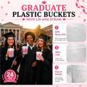 Ceenna 30 Sets 24oz Graduation Drink Buckets with Lids and Straws Class of 2026 Graduation Plastic Bucket Cups Congrats Grad Party Supplies for High School College Tailgate Party Summer Events (Pink)