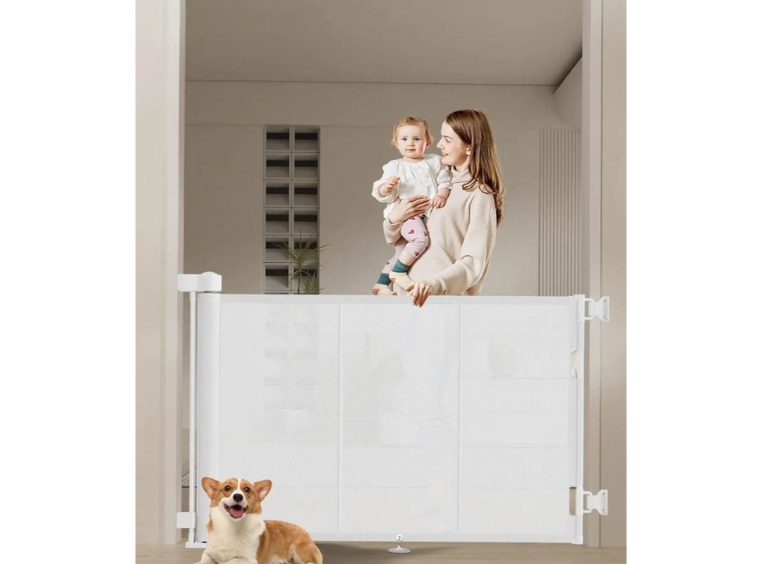 Upgraded 71" Retractable Baby Gates with Reinforced Strip Design to Prevent Crawling Through, 34" Tall Retractable Dog Gate, 6 FT Retractable Gates for Stairs, Doorways, Hallways