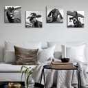 Black and White Wall Art Animal Wall Decor Horse Donkey Sheep Cow Canvas Pictures Prints Funny Decor Posters for Mens Bedroom Office Farmhouse Decoration Stretched Framed Ready to Hang 1212 inch4
