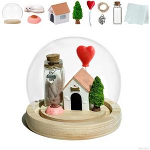 Pet Hair Memorial Bottle with Miniature Doghouse Kit, Dog Cat Fur Memorial Keepsake Glass Ball, Pet Hair Fur Ash Storage Urn with Mini Dollhouse DIY, Dog Memorial Gifts for Pet Loss